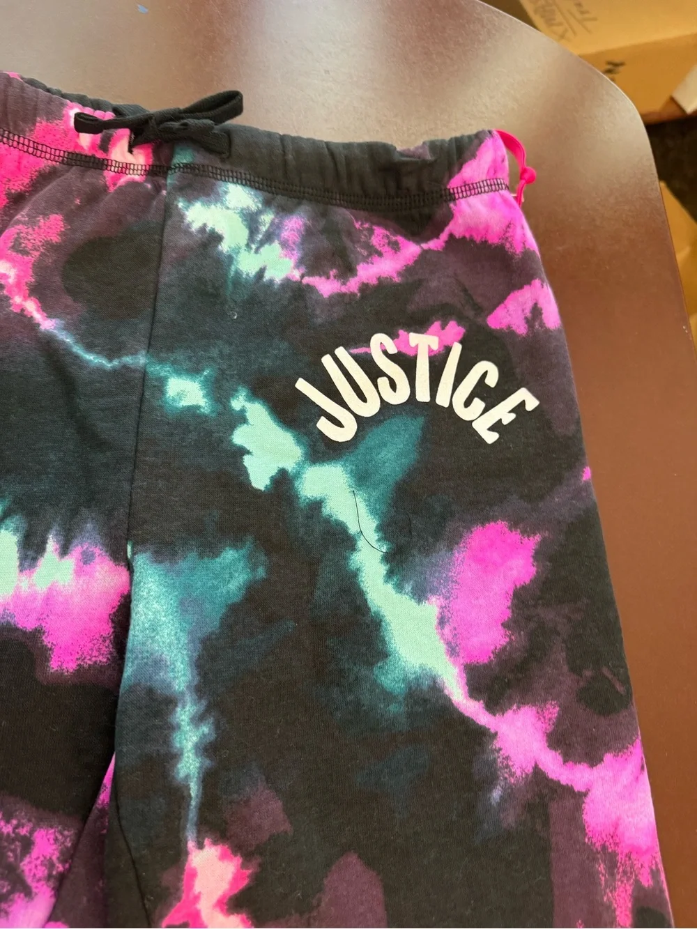 Justice Tie-Dye Jogger Bottoms - Black, Pink & Teal